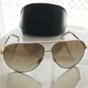GUCCI GG 1827/S BNCIS Pilot Aviator Gold White